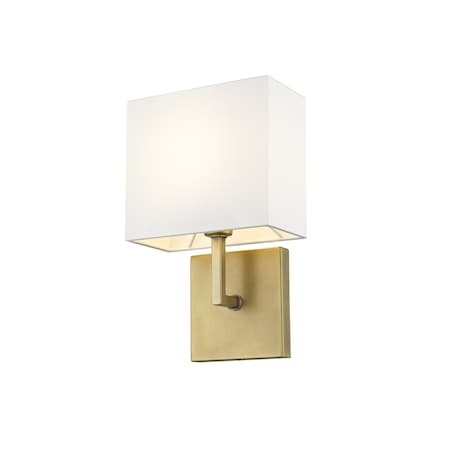 Z-Lite Saxon 1 Light Wall Sconce, Rubbed Brass & White 815-1S-RB